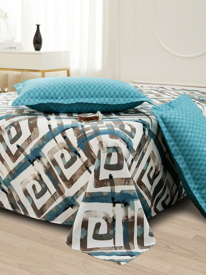 Story@home Fluorescent Green & Beige Satin Finish Queen Bedsheet Set