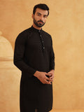 SOJANYA Motif Etnik Bersulam Kolar Jalur Kapas Tulen Kurta Panjang Lurus