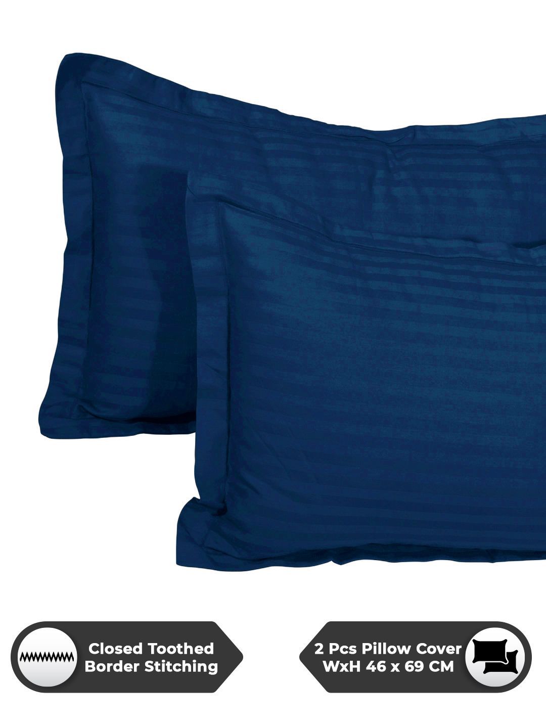 Story@home Navy Blue Striped 300 TC Queen Bedsheet Set 2.25 m X 2.50 m