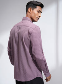 HIGHLANDER Men Slim Fit Spread Collar Textured Solid Casual Shirt