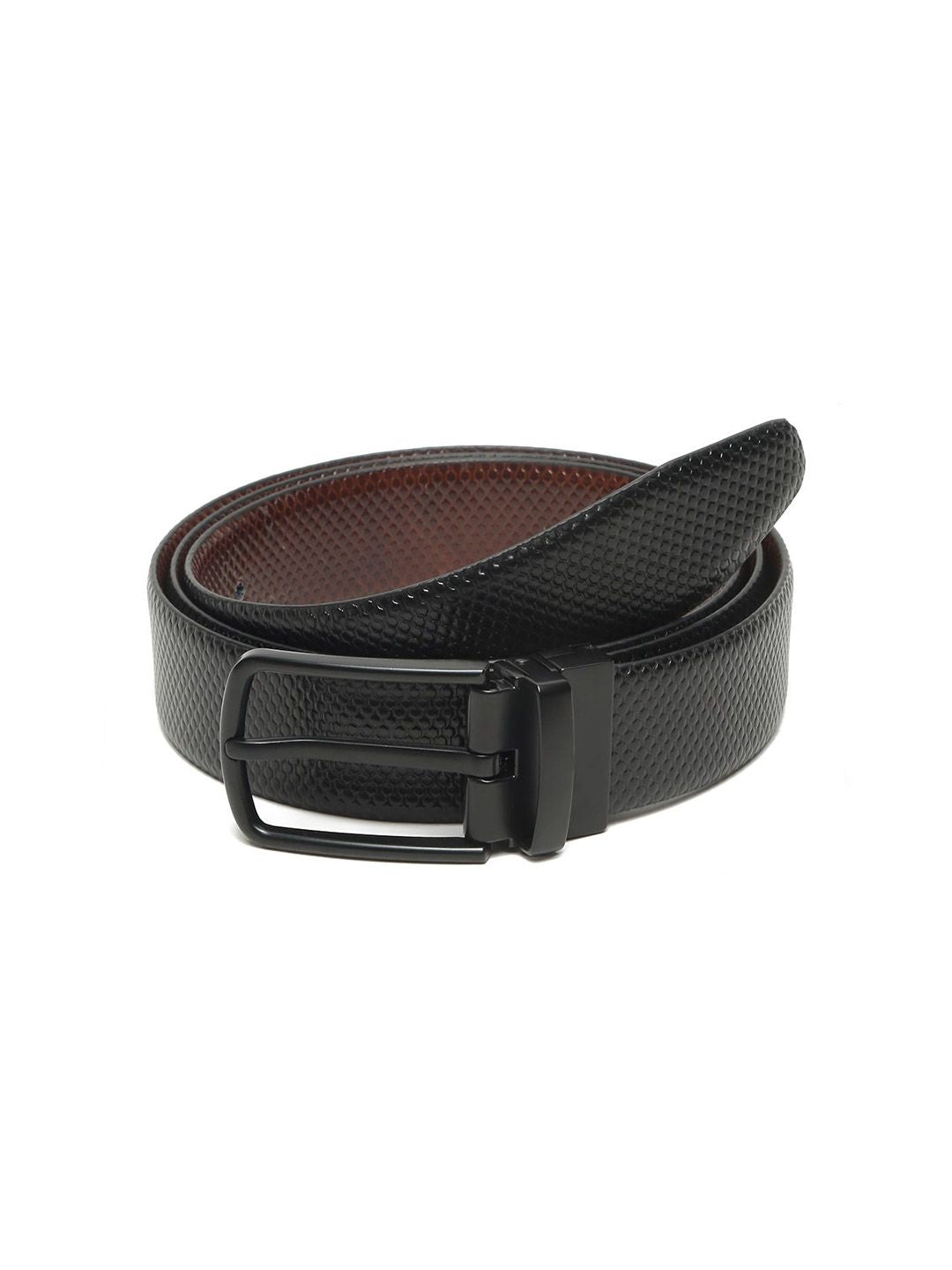 Teakwood Leathers Men Textured Leather Reversible Formal Belt