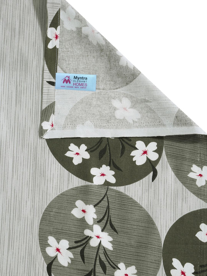 Myntra Elegant Homes Olive Green Floral Pure Cotton Set Cadar King 400 TC-2.5mX2.25m