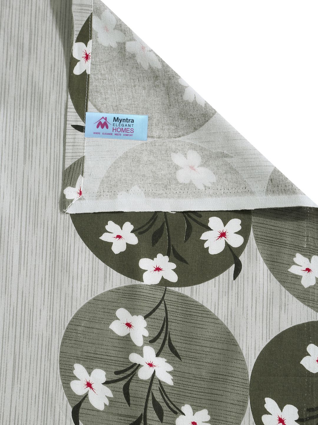 Myntra Elegant Homes Olive Green Floral Pure Cotton Set Cadar King 400 TC-2.5mX2.25m