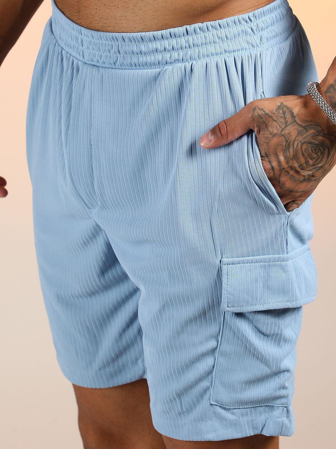 Campus Sutra Ribbed Utility Shirt with Shorts