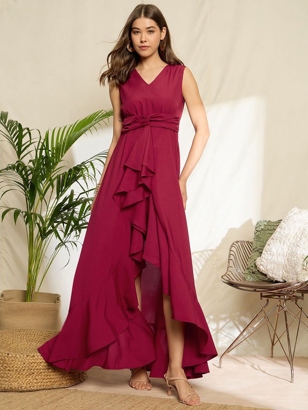 Berrylush Ruffled A-Line Maxi Dress