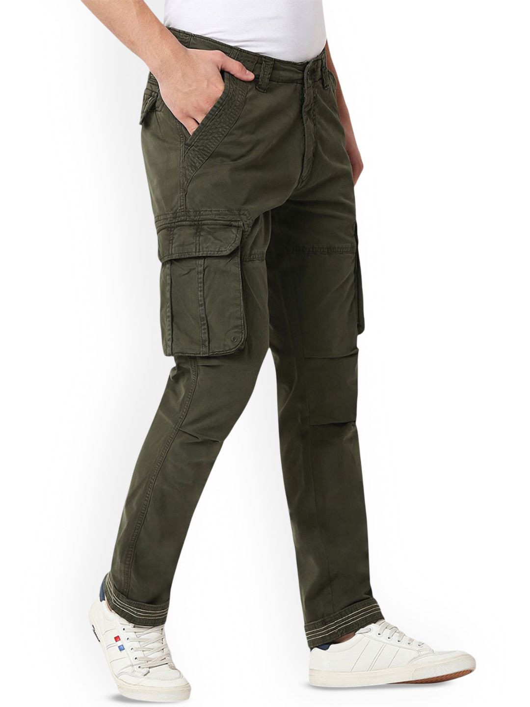 SPYKAR Cotton Mid Rise Cargo Trousers