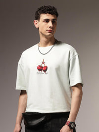 Eszett Crimson Drip Graphic Cotton Round Neck Short Sleeves Oversized T-shirt