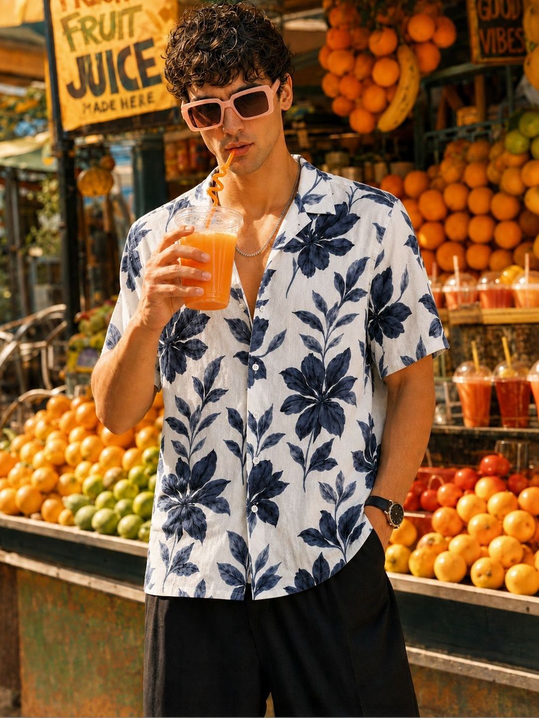 ADRO Men Relaxed Floral Printed Casual Shirt