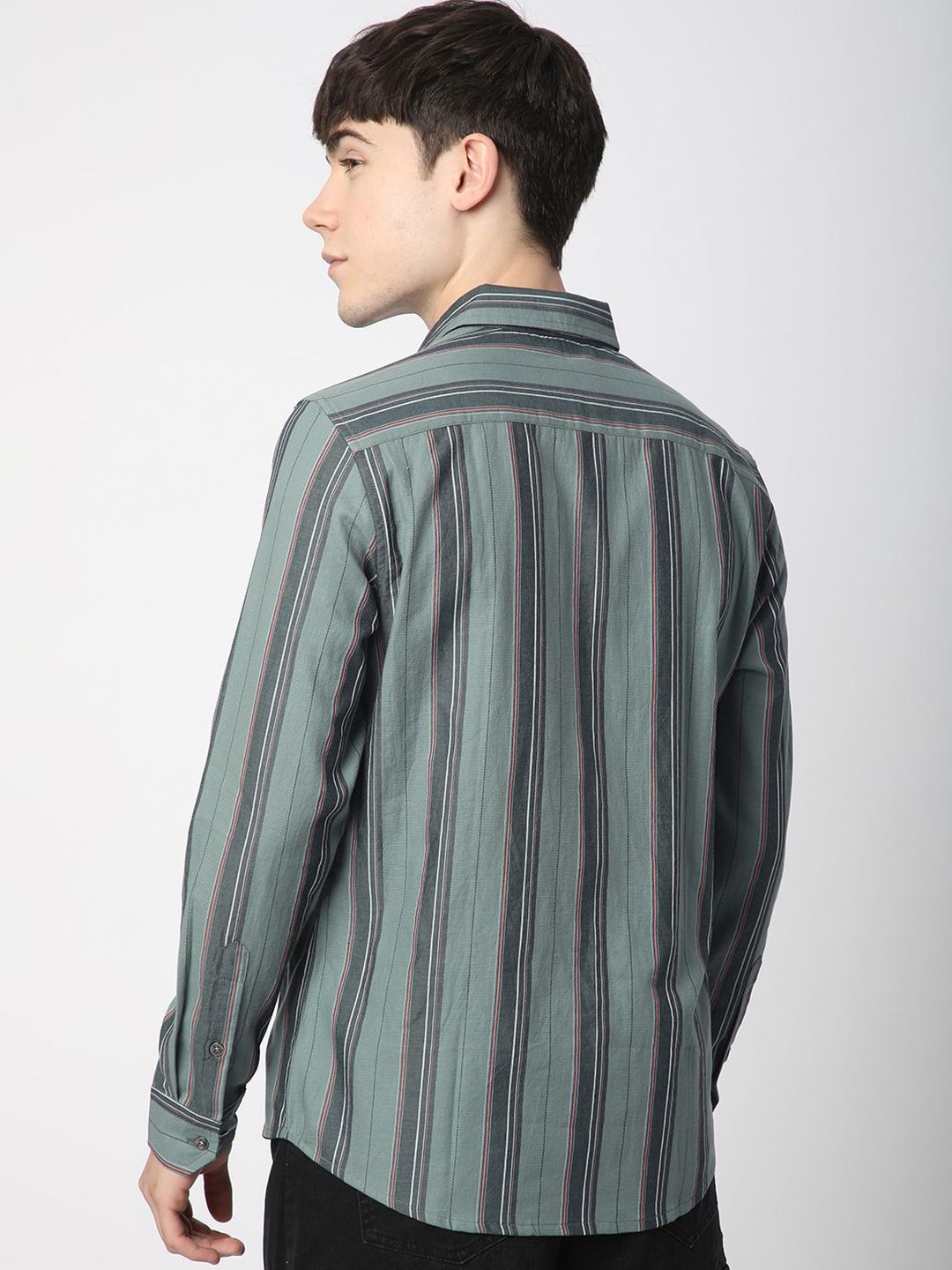 VASTRADO Men Classic Slim Fit Multi Stripes Opaque Striped Casual Shirt