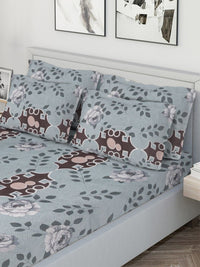 KLOTTHE Grey Printed Dilengkapi 300 TC Double King Cadar Halus Dengan 4 Sarung Bantal