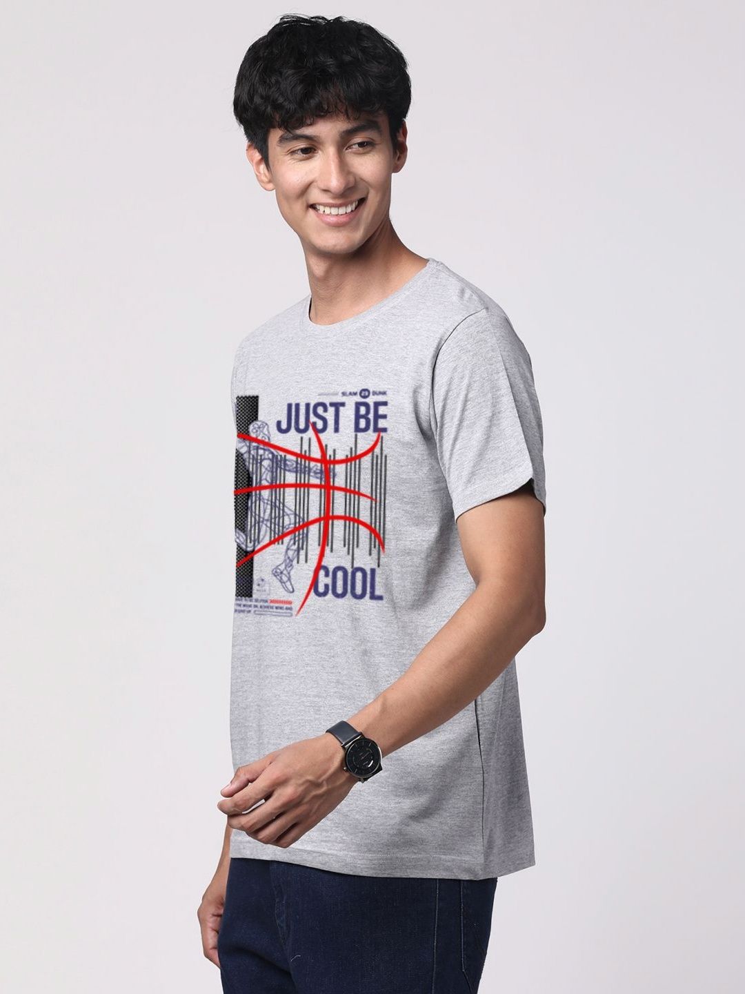 Pek ADRO Lelaki dengan 3 T-shirt Kapas Leher Bulat Bercetak Grafik