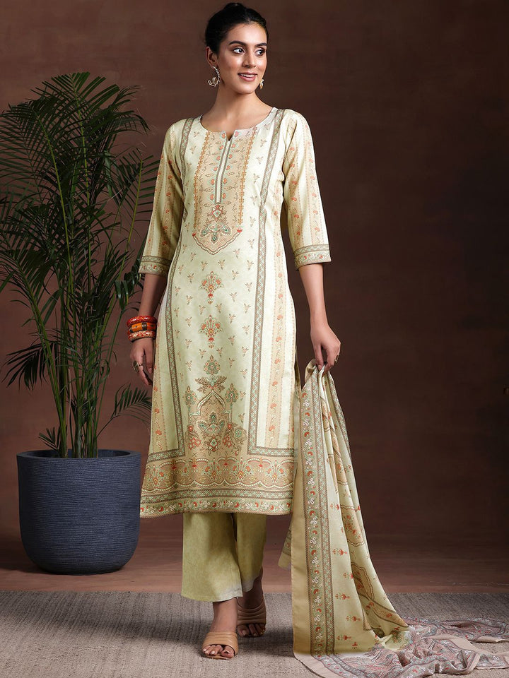 Libas Floral Printed Straight Kurta with Trousers & Dupatta