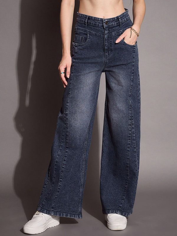 SASSAFRAS BASICS Women Comfort Flared High-Rise Light Fade Stretchable Jeans