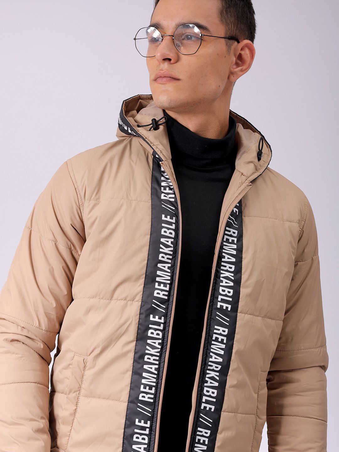 The Indian Garage Co Men Hooded Typography Printed Puffer Jacket