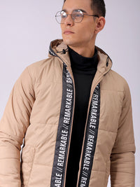 The Indian Garage Co Men Hooded Typography Printed Puffer Jacket