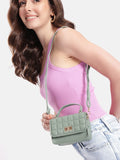DressBerry Quilted Structured Satchel Bag