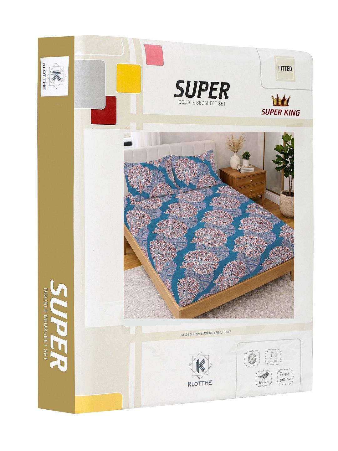 KLOTTHE Blue Fitted Double Bedsheet