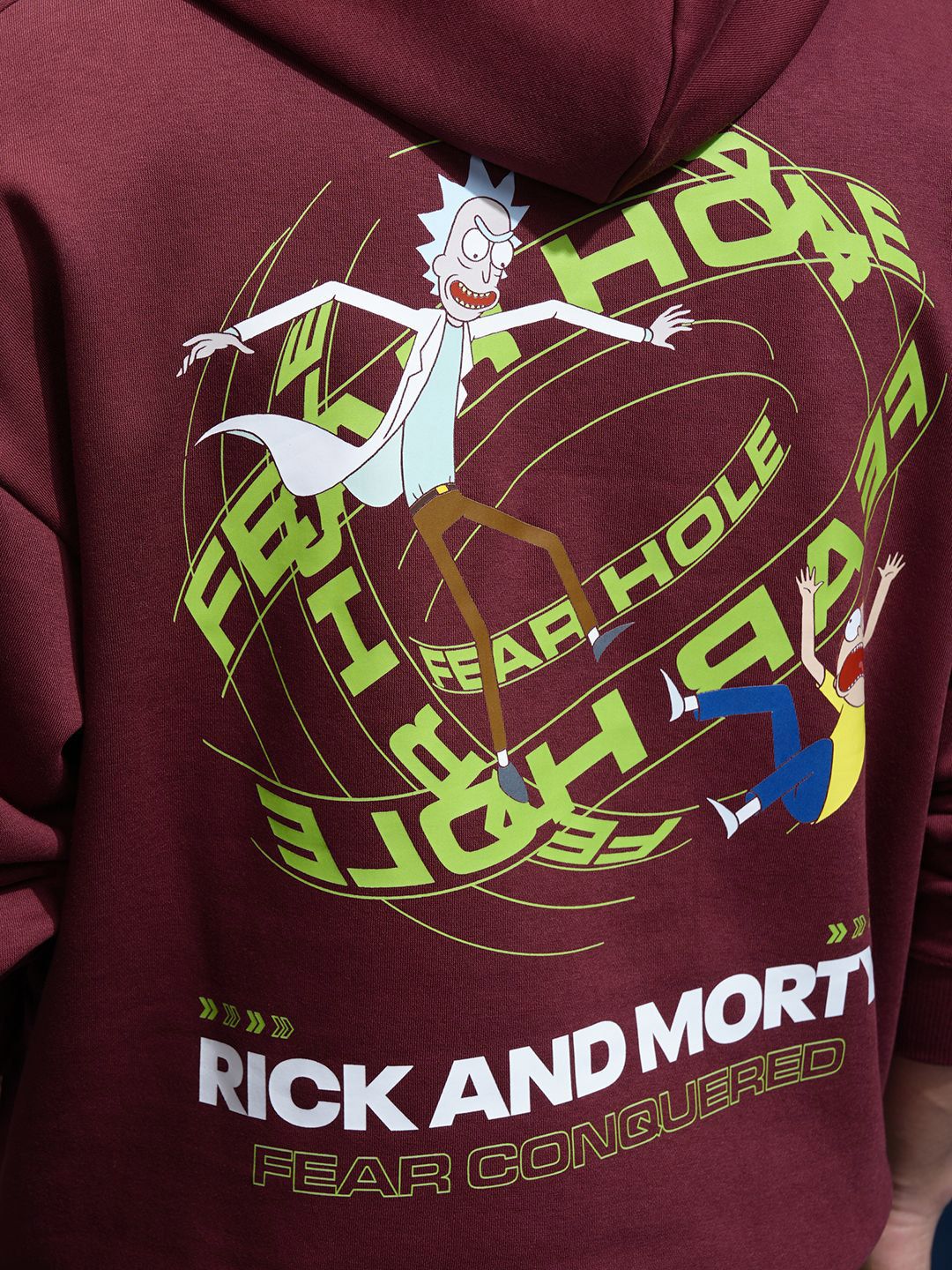 HIGHLANDER Men Rick & Morty Oversized Drop Shoulder Hoodie Sweatshirt