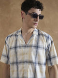 DENNISON Men Oversized Checked Cuban Collar Shirt