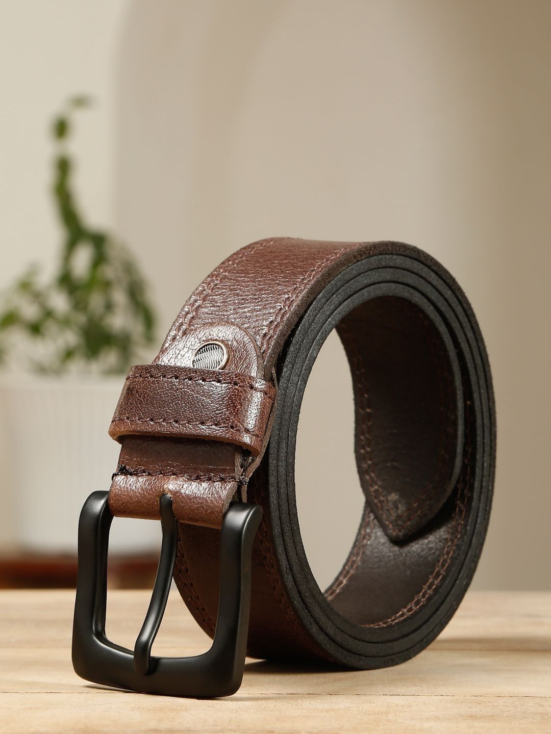 Teakwood Leathers Men Textured Leather Belt