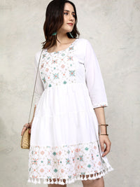 Vishudh Women Floral Embroidered Fit and Flare Mini Dress