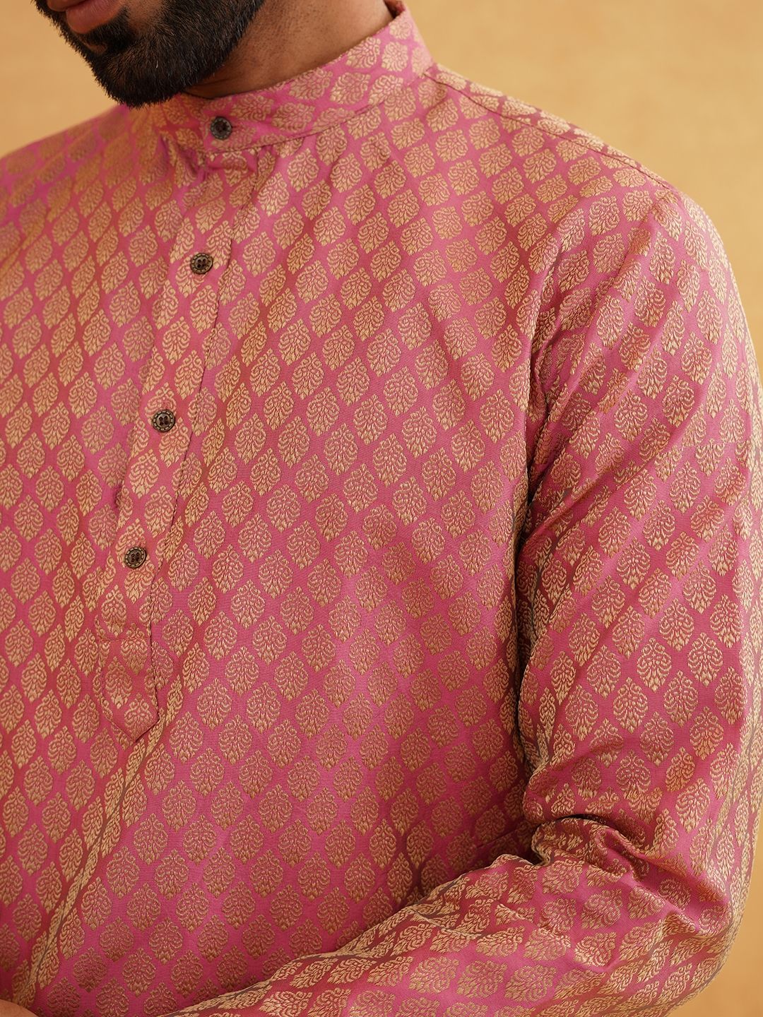 SOJANYA Motif Etnik Reka bentuk tenunan Kolar Jalur Kurta Lurus Dengan Churidar