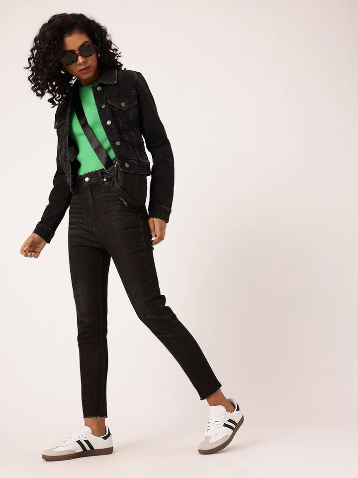 DressBerry Women Soft Edge Skinny Fit Low Distress Light Fade Stretchable Frayed Jeans