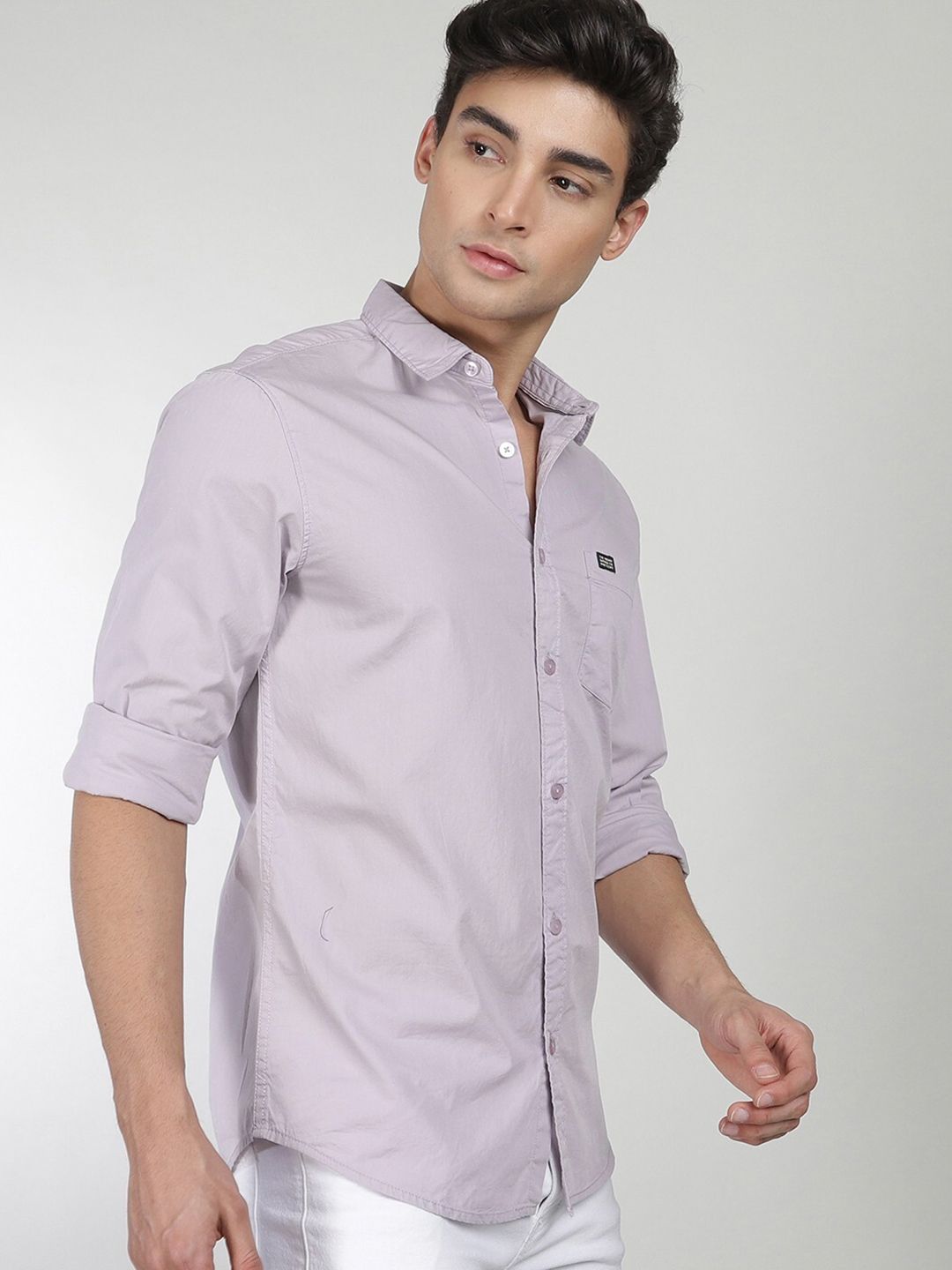 The Indian Garage Co Men Lavender Comfort Regular Fit Pure Cotton Casual Shirt