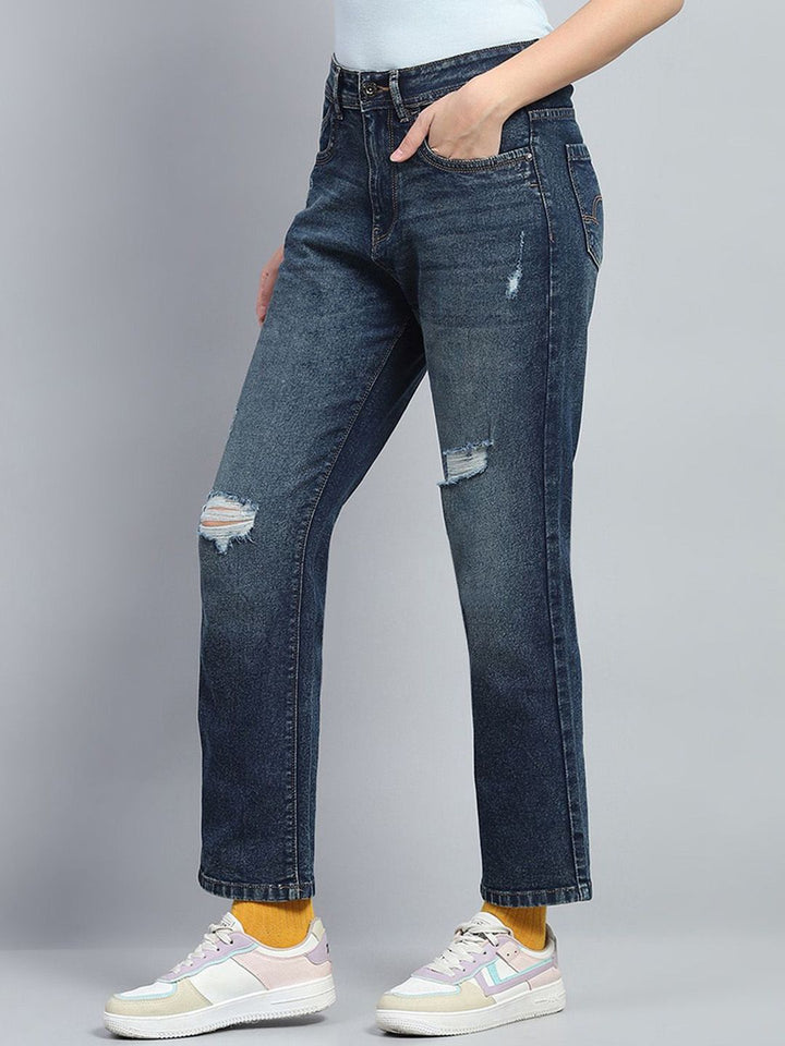 Monte Carlo Women Cotton Straight Fit Mildly Distressed Heavy Fade Jeans