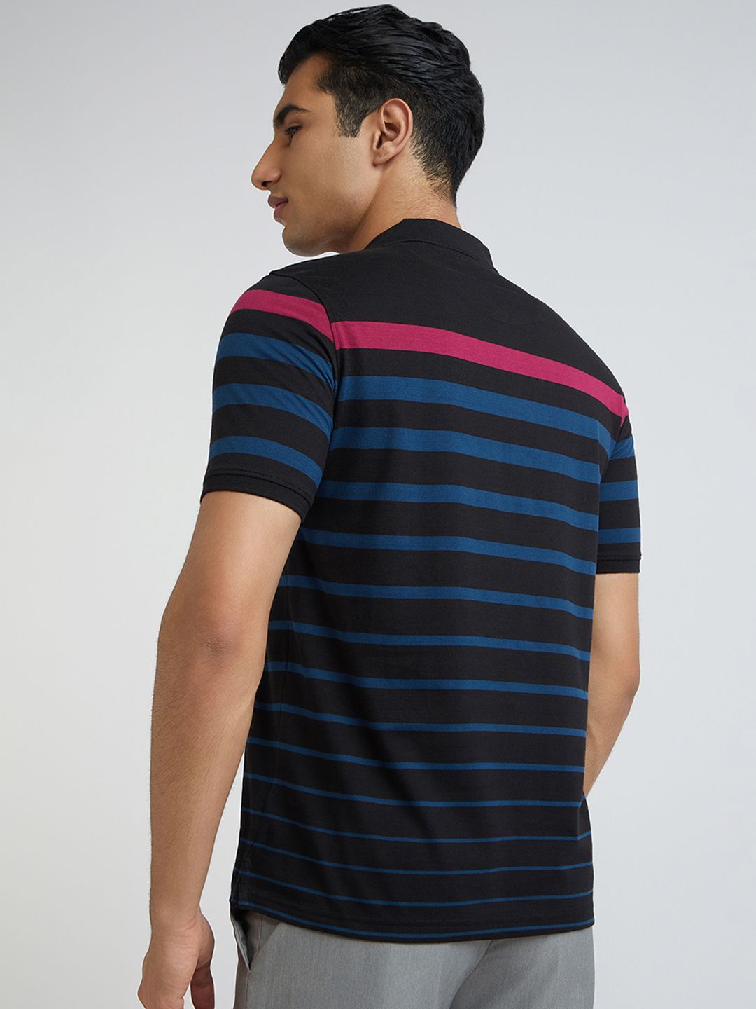 Park Avenue Striped Polo Collar Slim Fit T-shirt