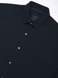 VASTRADO Men Classic Spread Collar Textured Solid Slim Fit Casual Shirt