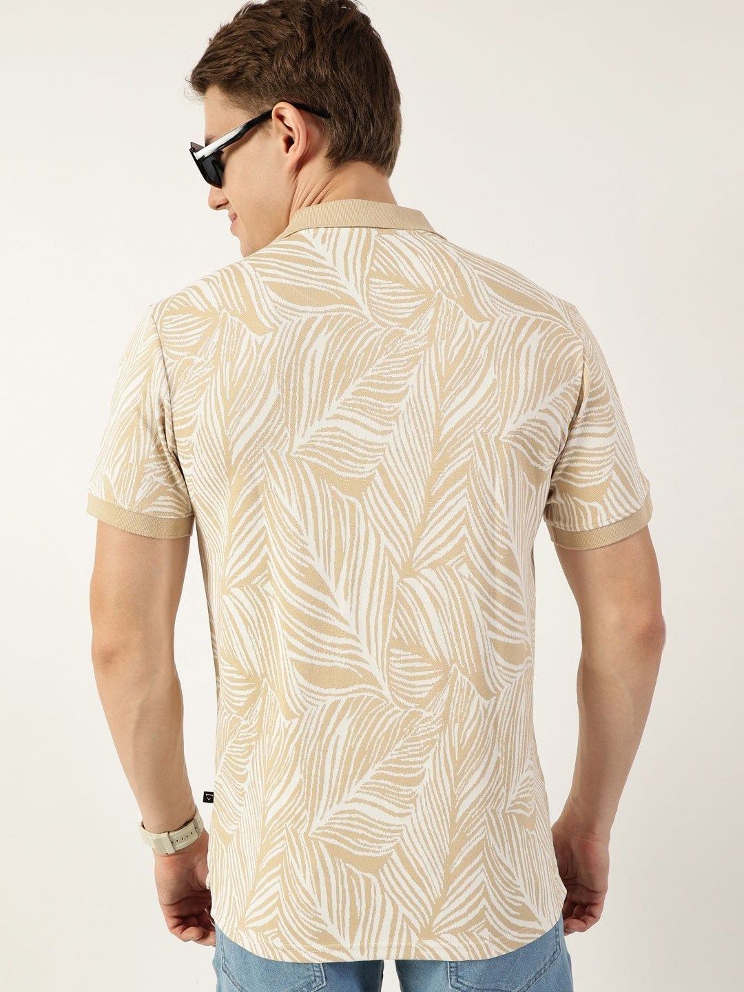 Thomas Scott Men Floral Printed Polo Collar Pockets T-shirt