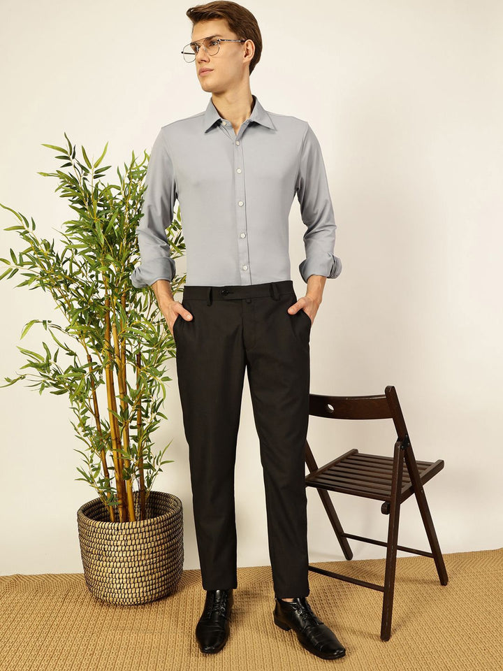 Thomas Scott Men Premium Spread Collar Solid Slim Fit Casual Shirt