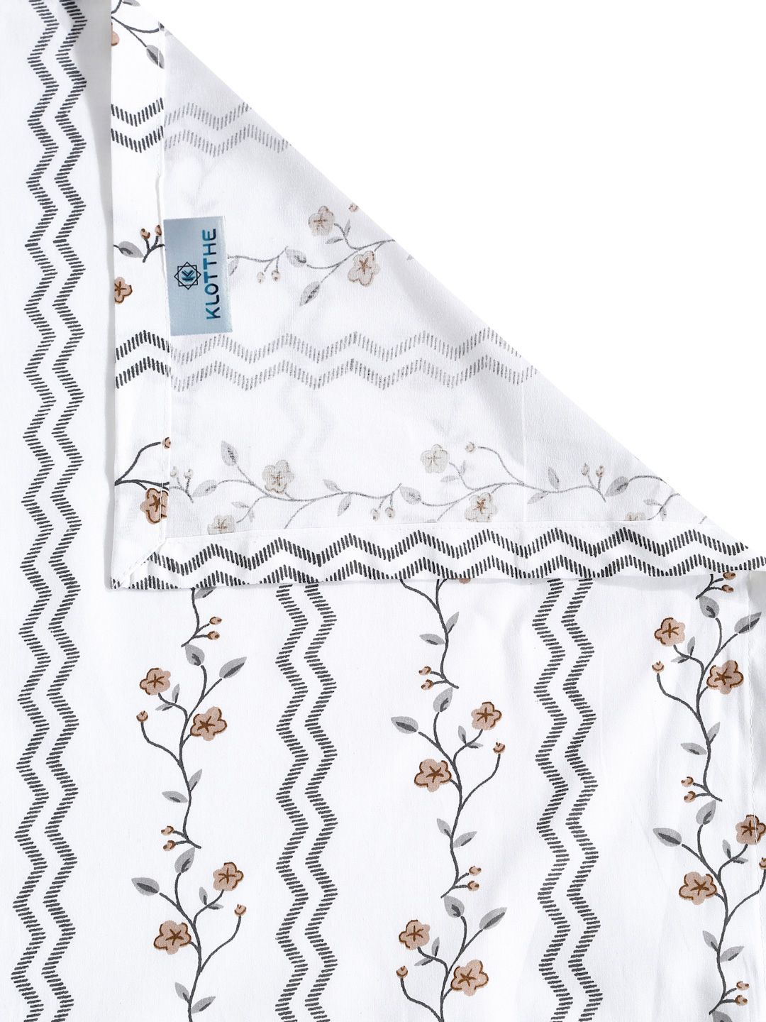 KLOTTHE White Floral Flat 400 TC Pure Cotton Super King Bedsheet With 2 Pillow Covers