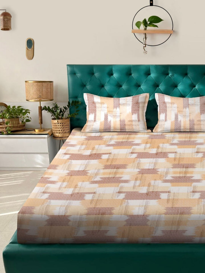 Myntra Elegant Homes Mustard Printed Cotton 400TC Set Cadar King 2.5m x 2.25m