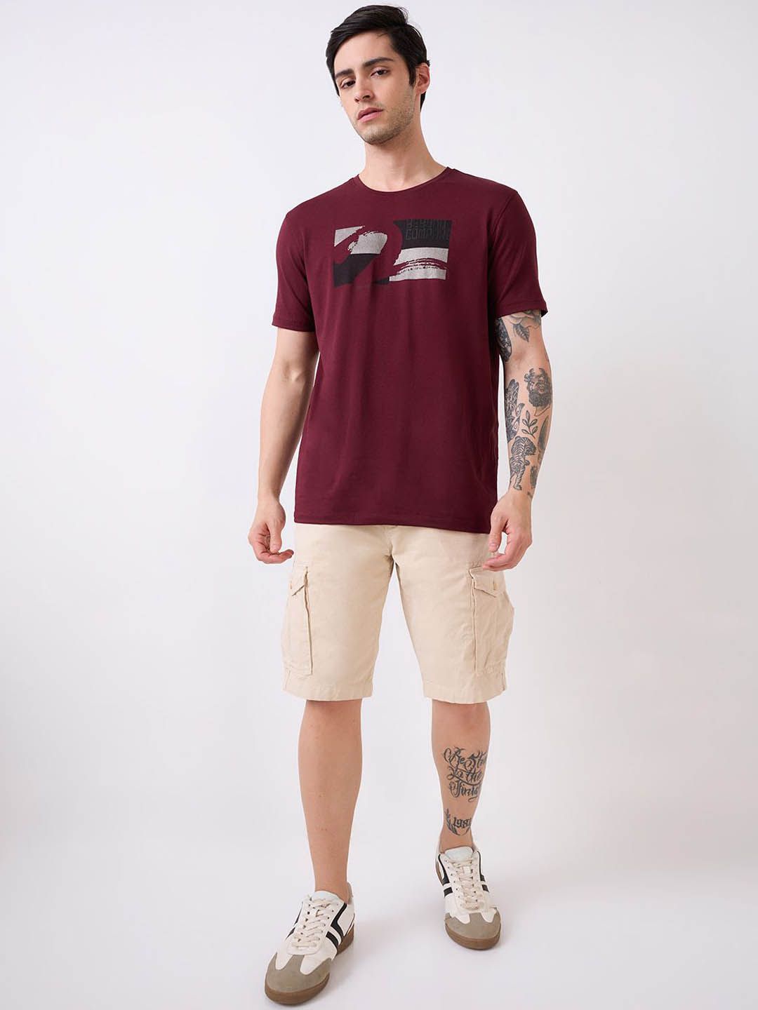 SPYKAR Men Cargo Mid-Rise Shorts