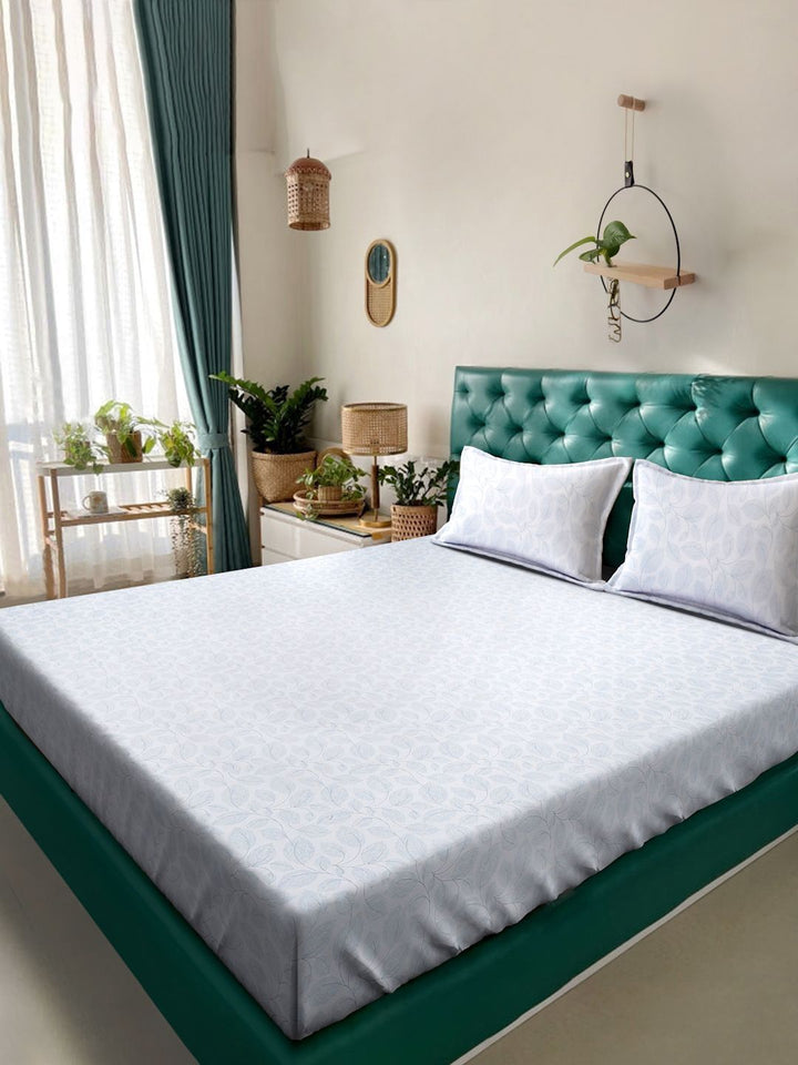 Myntra Elegant Homes White Floral 400 TC Bedsheet with 2 Pillow Covers