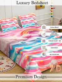 Myntra Elegant Homes Watak Kartun Pelbagai Warna 300 TC Cadar King dengan 2 Sarung Bantal