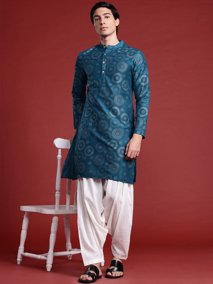 Anouk Geometric Printed Mandarin Collar Straight Kurta