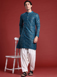 Anouk Geometric Printed Mandarin Collar Straight Kurta