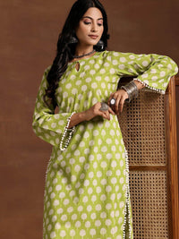 Libas Women Floral Printed Regular Pure Cotton Kurta with Salwar