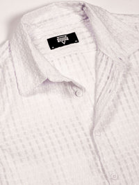 Thomas Scott Men Premium Spread Collar Textured Solid Slim Fit Casual Shirt