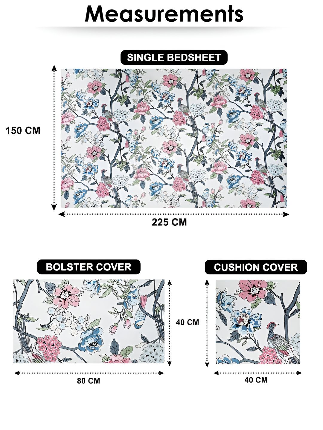 Story@home White & Pink 8 Pieces Floral Printed Satin Finish Diwan Set