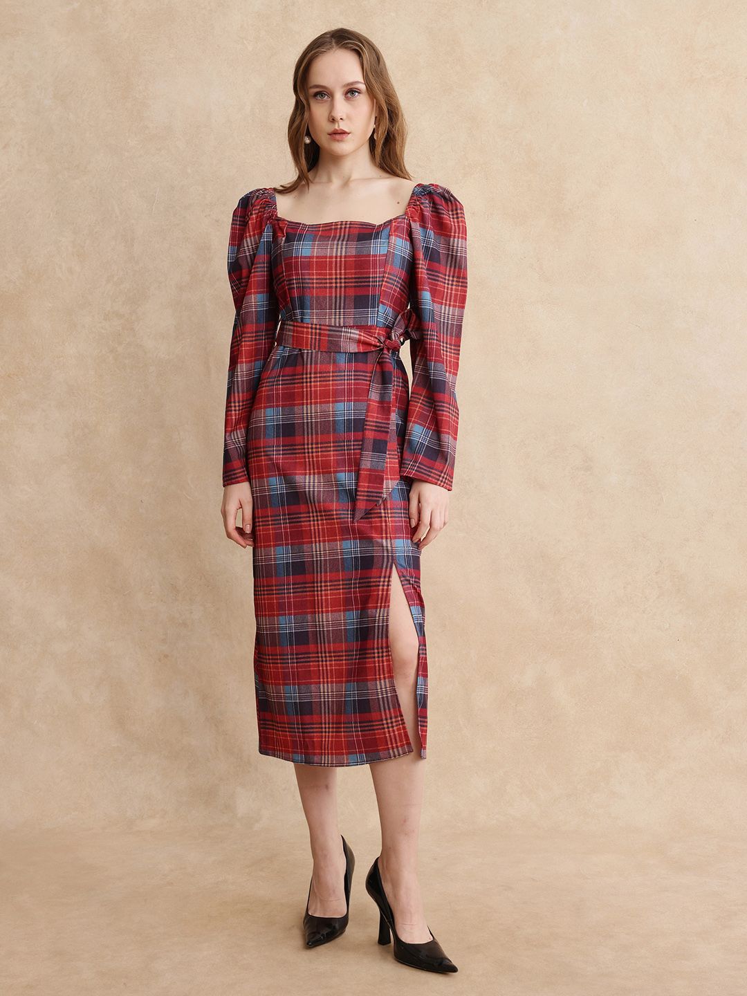 RAREISM Women Checked A-line Midi Dress