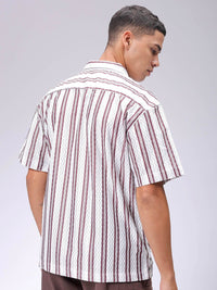 The Indian Garage Co Men Relaxed Fit Striped Textured Resortwear Shirt