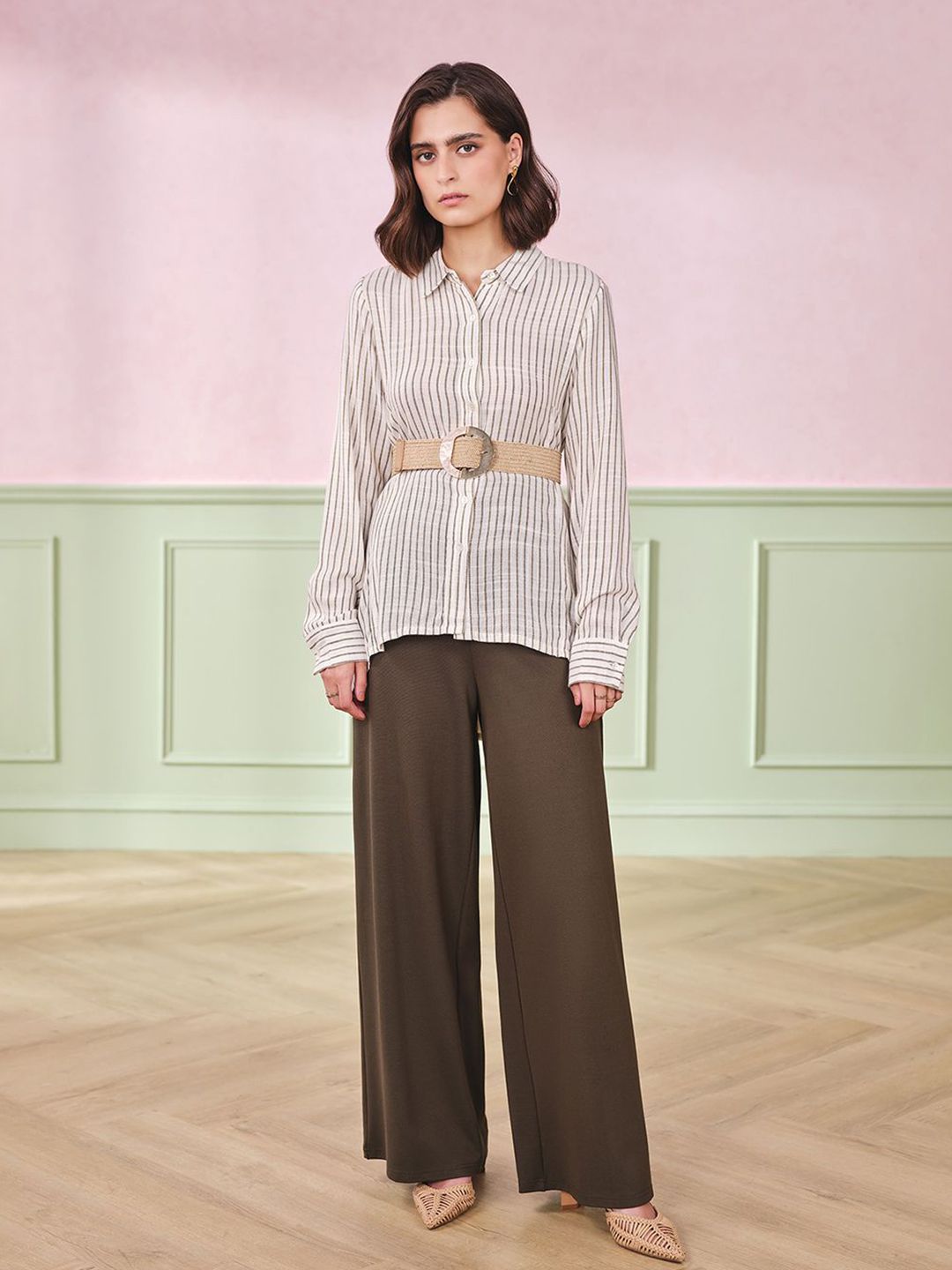 AND Women Striped Cotton Shirt Top