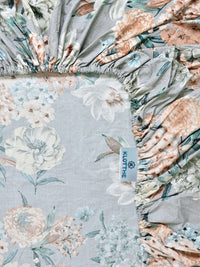KLOTTHE Grey & Peach Printed 300 TC Double Bedsheet Dengan 2 Sarung Bantal- 2.5 m x 2.25 m