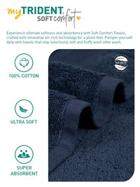 MYTRIDENT Navy Blue Cotton 500 GSM Bath Towel