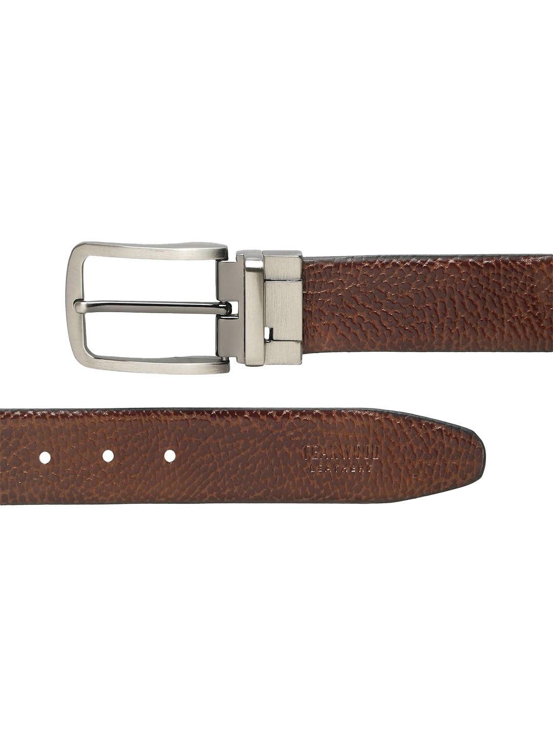 Teakwood Leathers Men Textured Leather Reversible Formal Belt