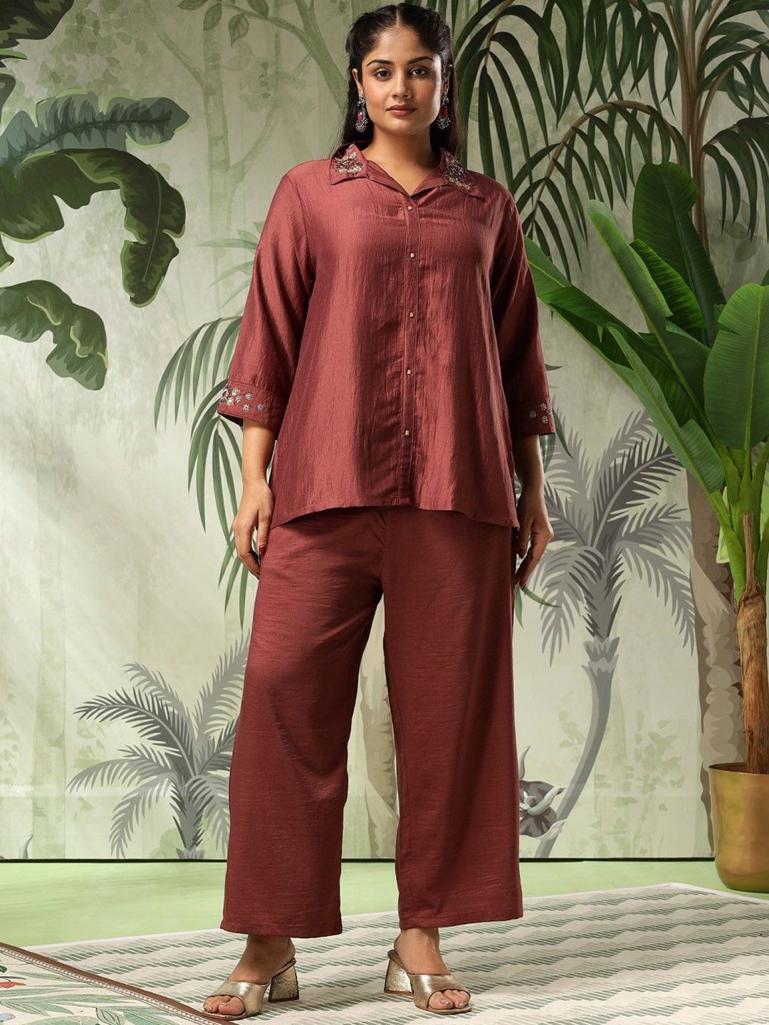 Bani Women Plus Size Embroidered Tunic With Trousers